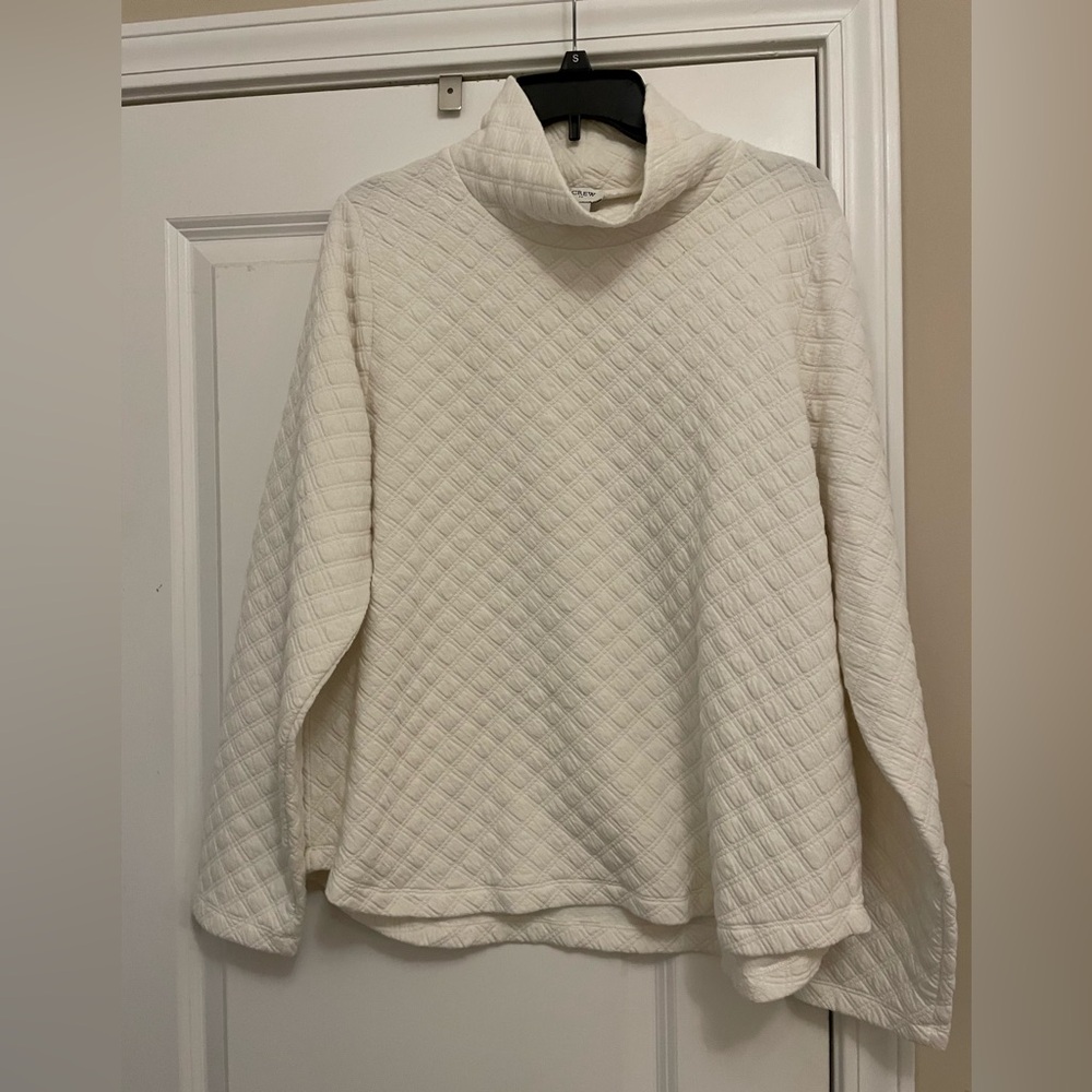 J. Crew Cream Quilted Turtleneck Sweater